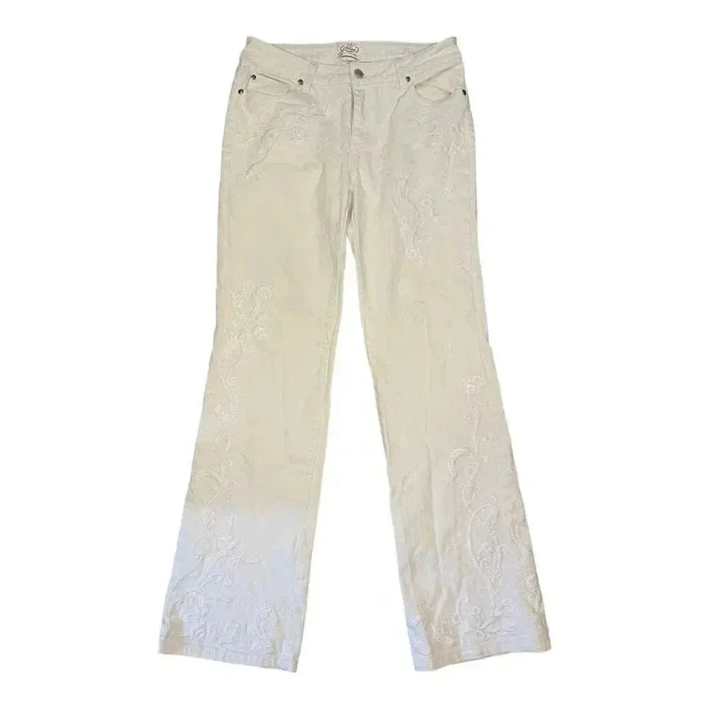 WHBM‎ White House Black Market Women’s 6 Short White Floral Embroidered Jeans